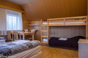 Family room with shared bathroom room